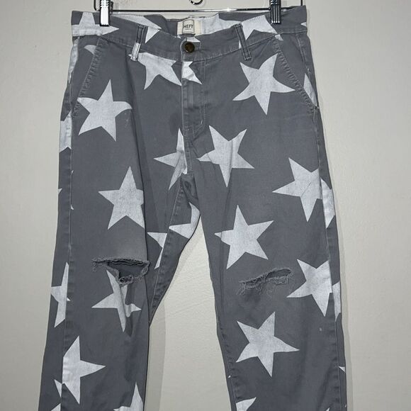 Heft size 32 men’s star pattern distressed joggers - Picture 4 of 8